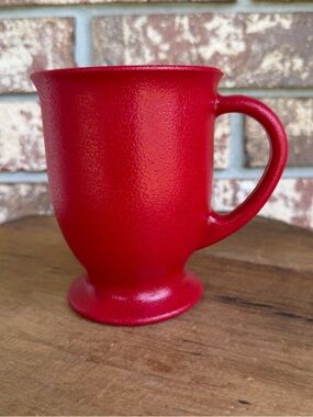 Vintage Anchor Hocking Mug Textured Finish Unique Shape 5” Tall Righteous Red!
